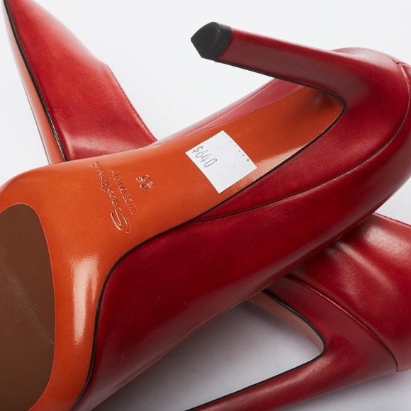 ❌ NWT Santoni Red Leather Stiletto Italian Pump - Picture 4 of 8
